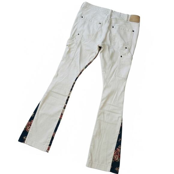 Valabasas stacked flare White Multicolor Paisley jeans Size 34 X 34 - Picture 1 of 8